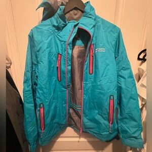 Bright teal wind jacket